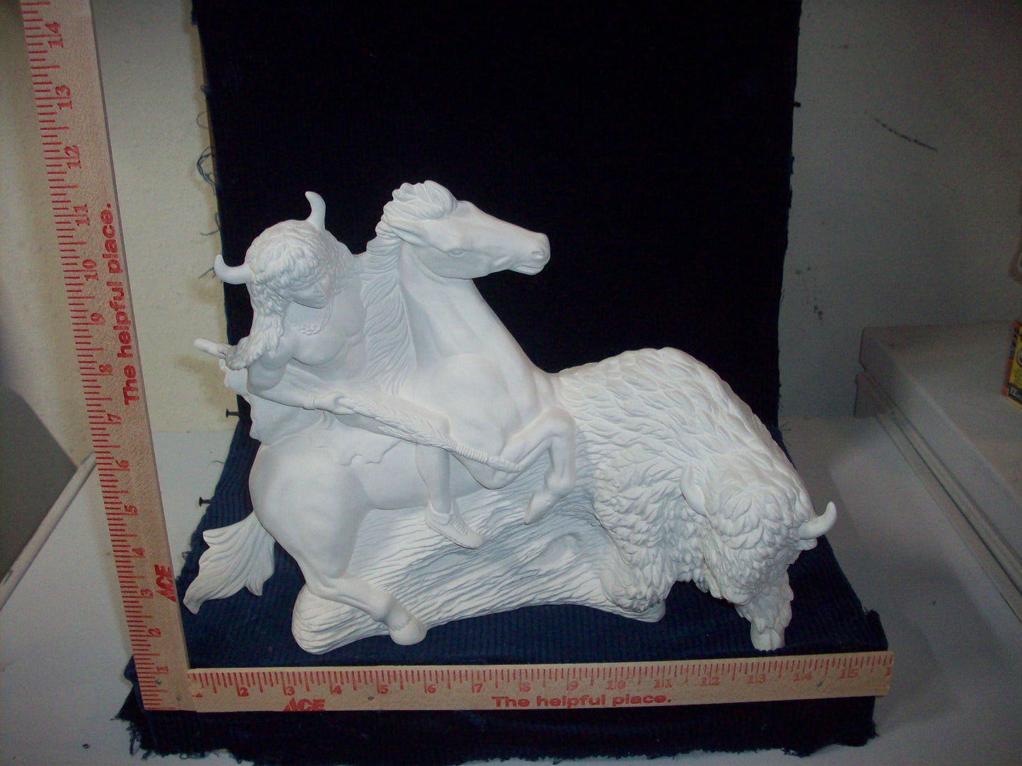 Ceramic Ready To Paint Native American on Horse with Bull