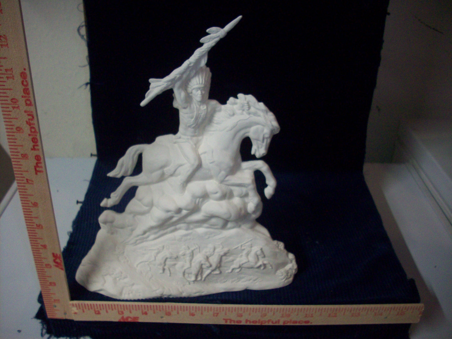 Ceramic Ready To Paint Native American on Horse with Detailed Base