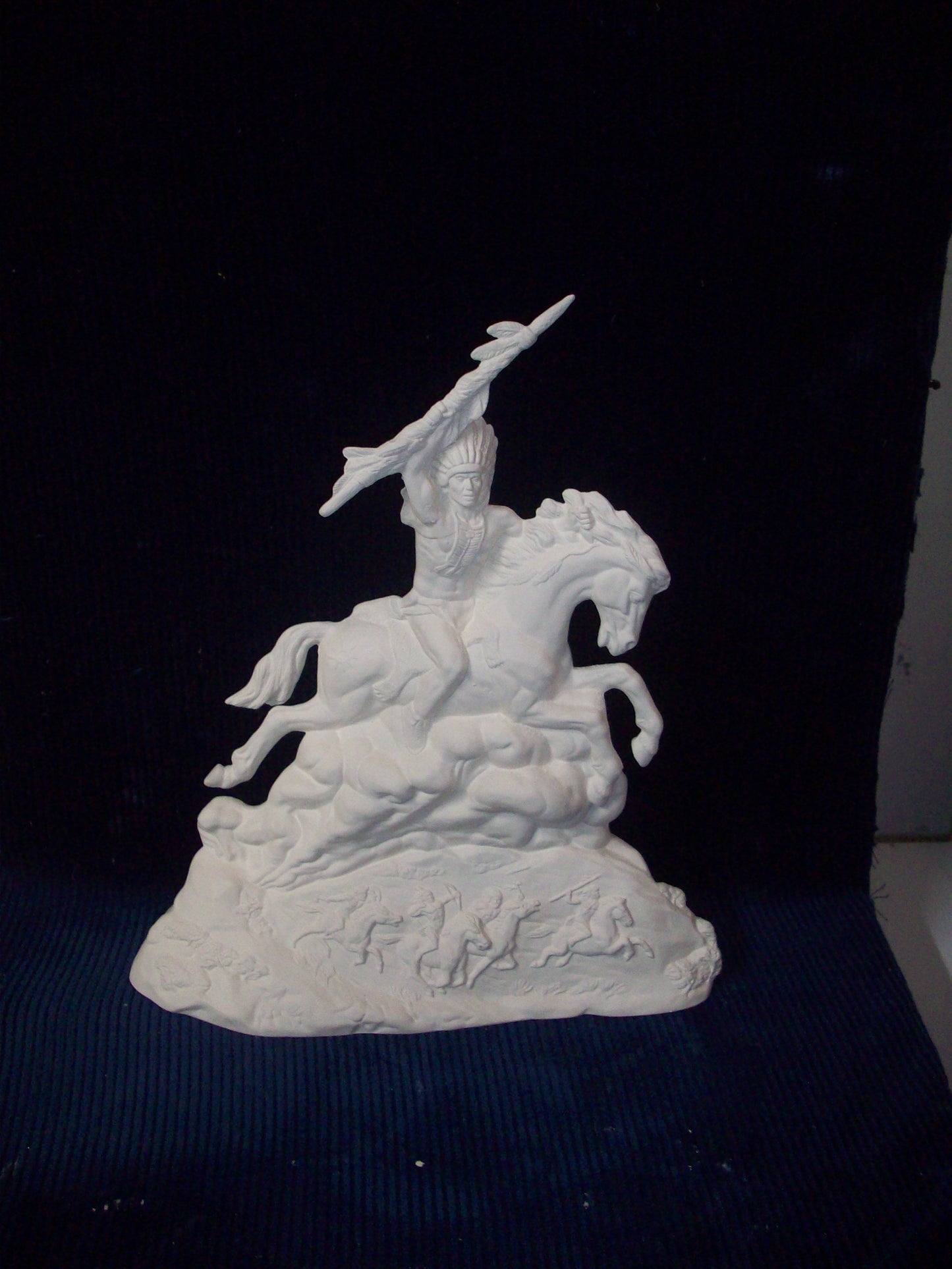 Ceramic Ready To Paint Native American on Horse with Detailed Base