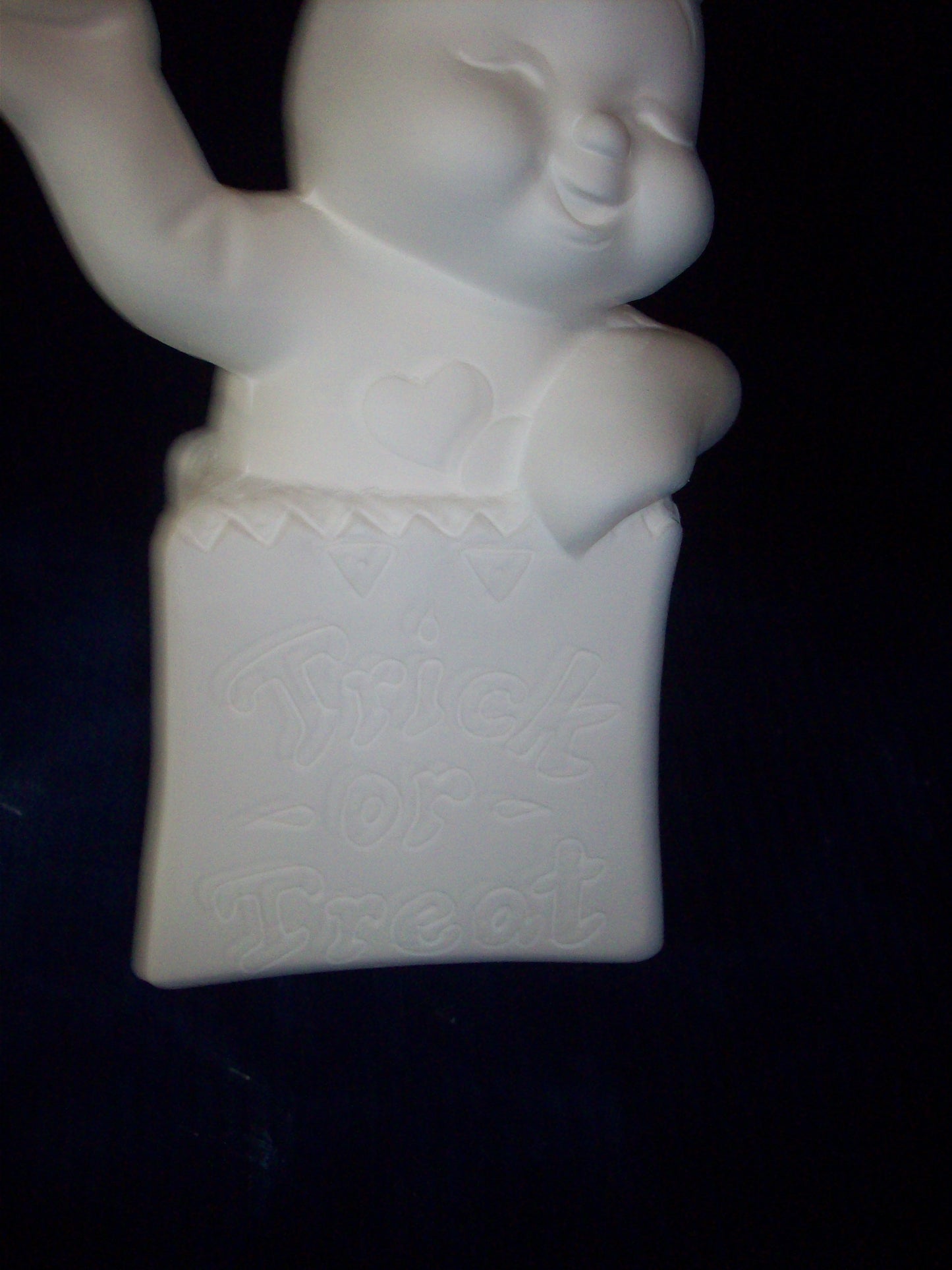 Ceramic Ready To Paint Trick or Treat Halloween Bag with Waving Ghost