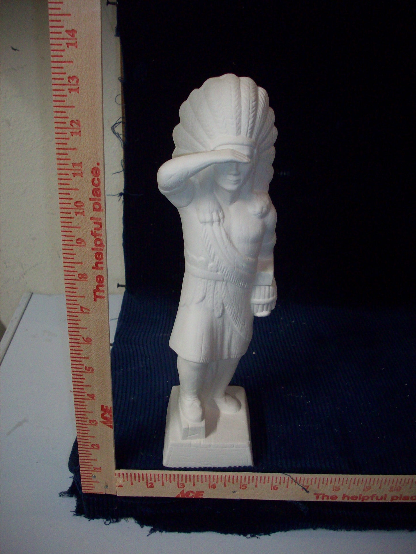 Ceramic Ready To Paint Native American Man Hand on Forehead Standing