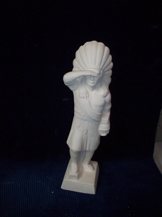 Ceramic Ready To Paint Native American Man Hand on Forehead Standing