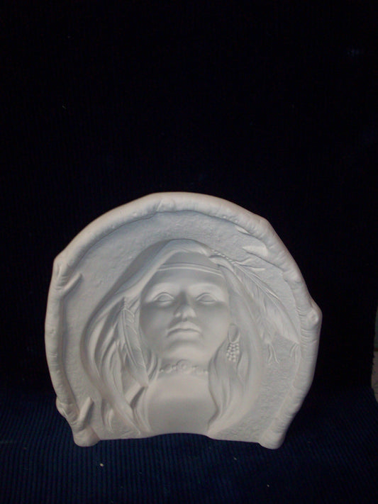 Ceramic Ready To Paint Native American Woman Face