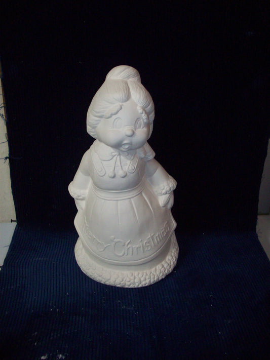 Ceramic Ready To Paint Mrs. Claus with a Merry Christmas Apron