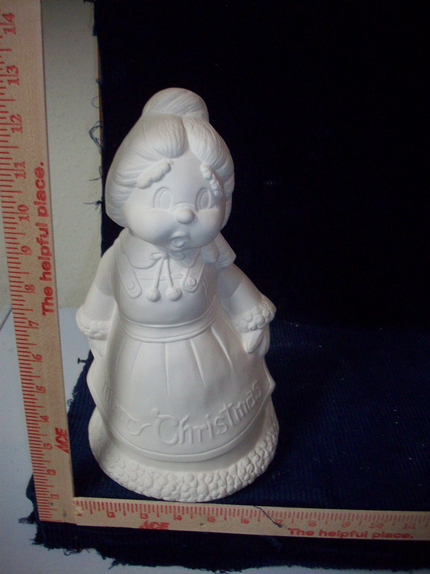 Ceramic Ready To Paint Mrs. Claus with a Merry Christmas Apron