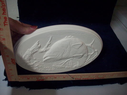 Ceramic Ready To Paint Bass Fish Plaque