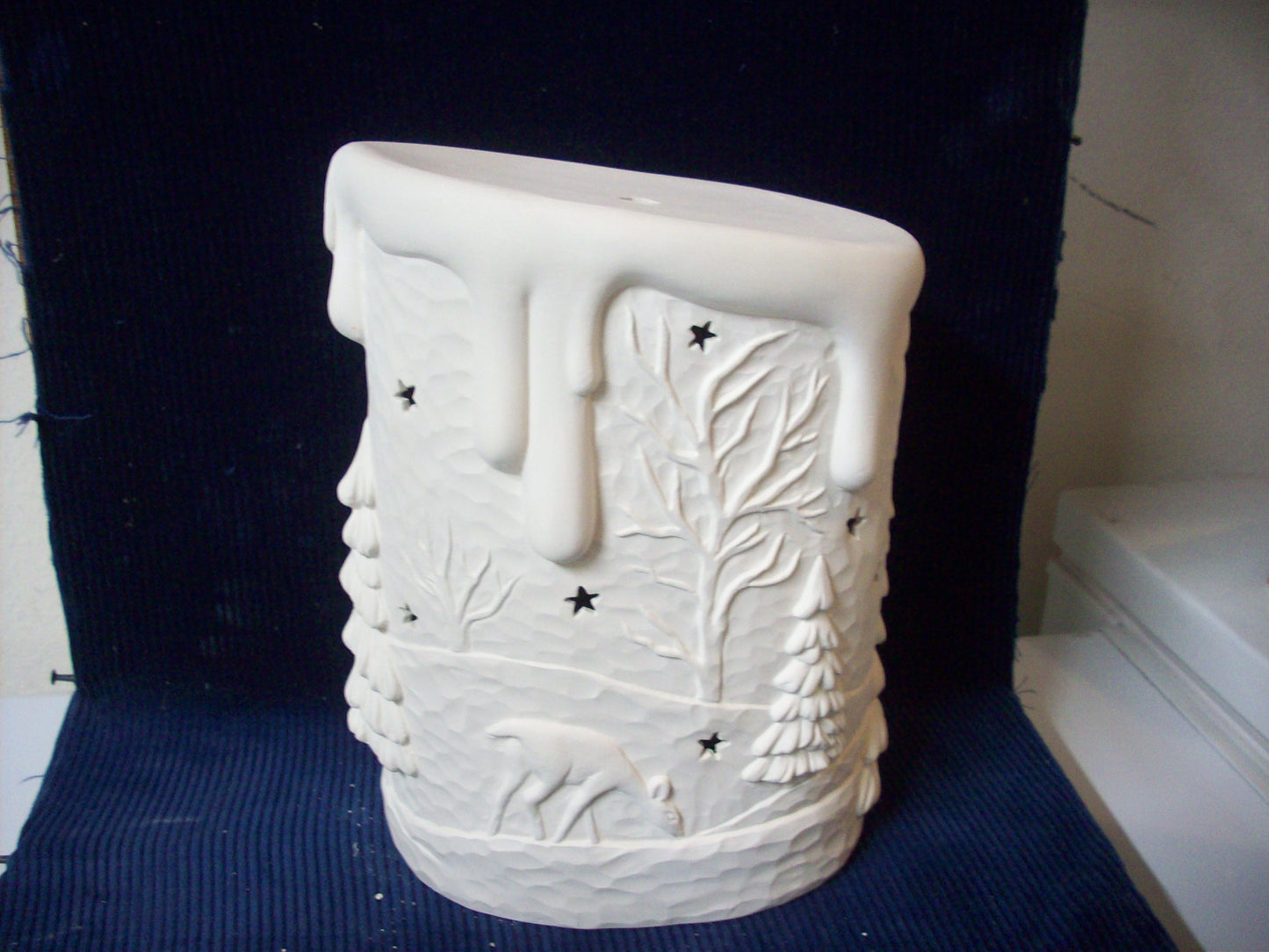 Ceramic Ready To Paint Medium Candle With Church Scene