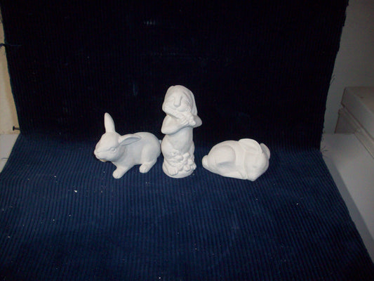 Ready To Paint Set of 3 Bunnies