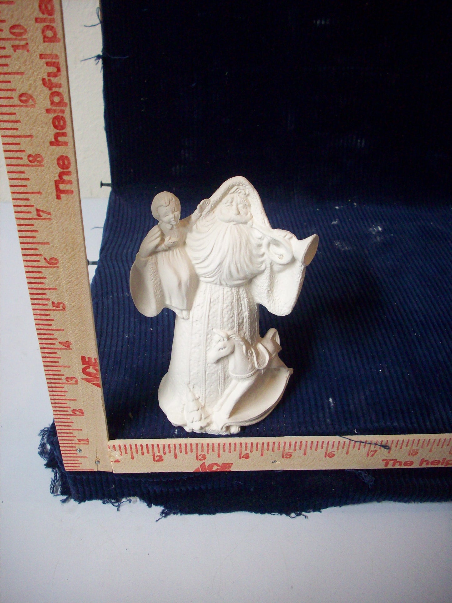 Ceramic Ready To Paint Antique Santa With Child And Horn