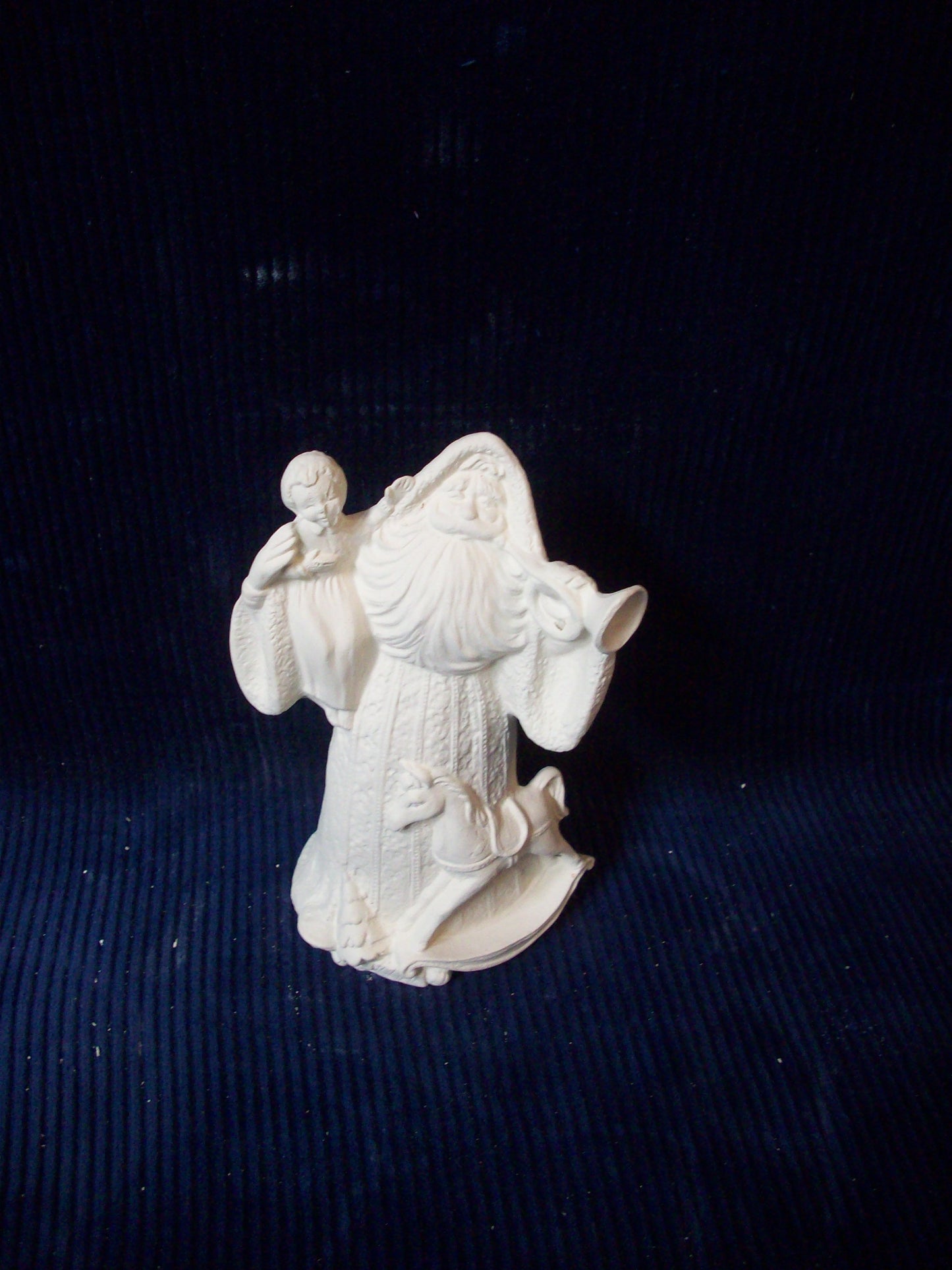 Ceramic Ready To Paint Antique Santa With Child And Horn