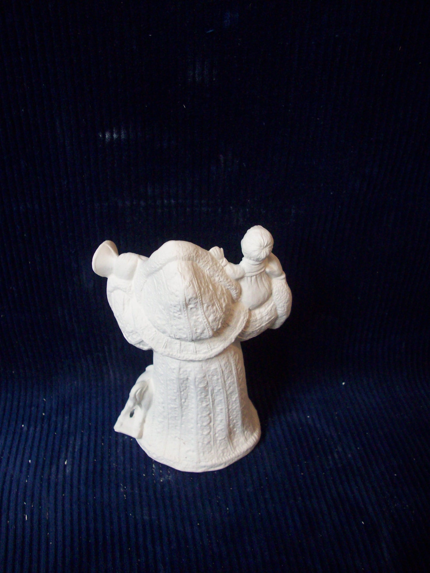 Ceramic Ready To Paint Antique Santa With Child And Horn