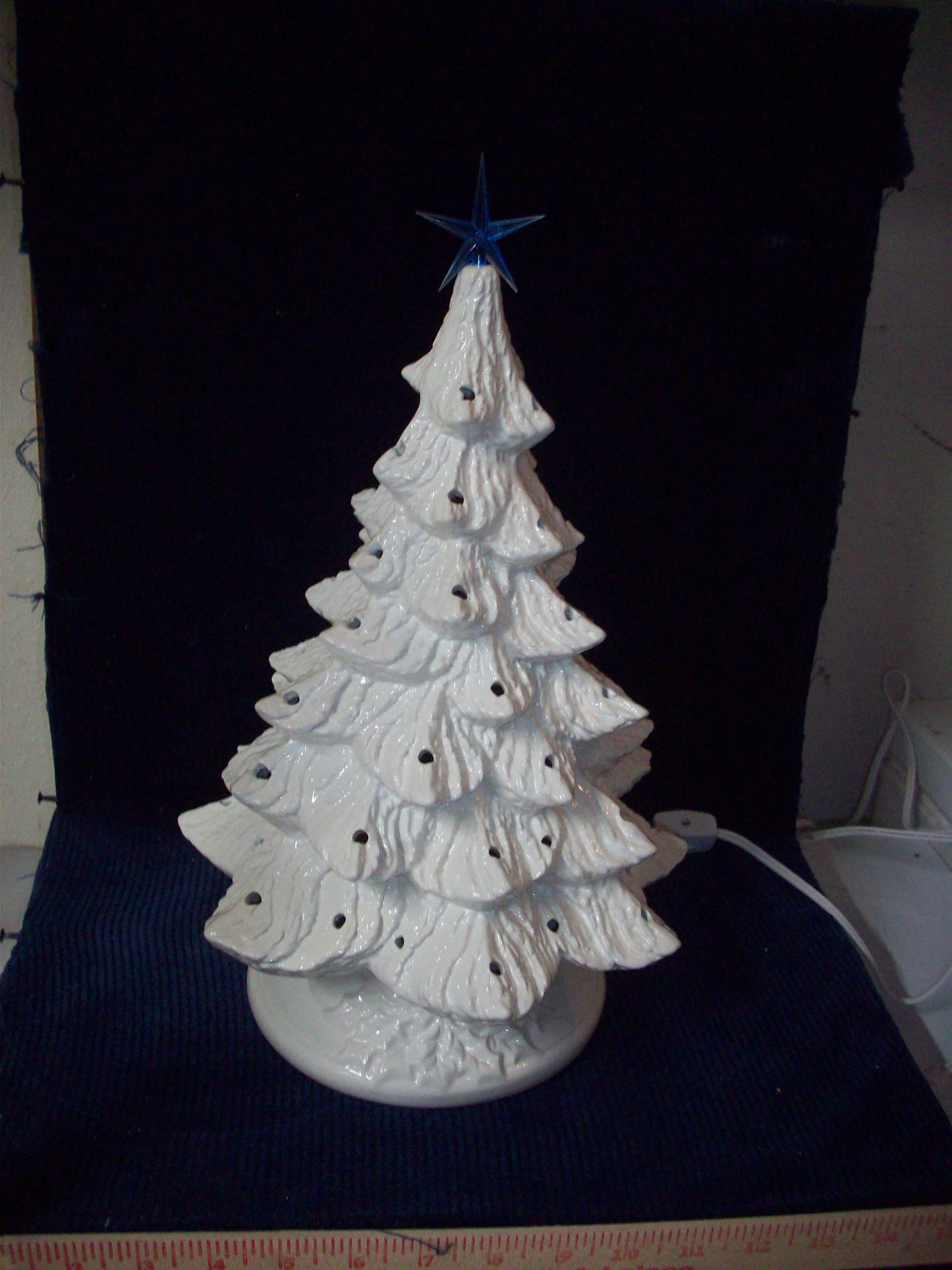 White Glazed Nowell Christmas Tree With Holly Base