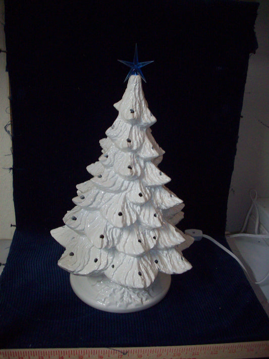White Glazed Nowell Christmas Tree With Holly Base