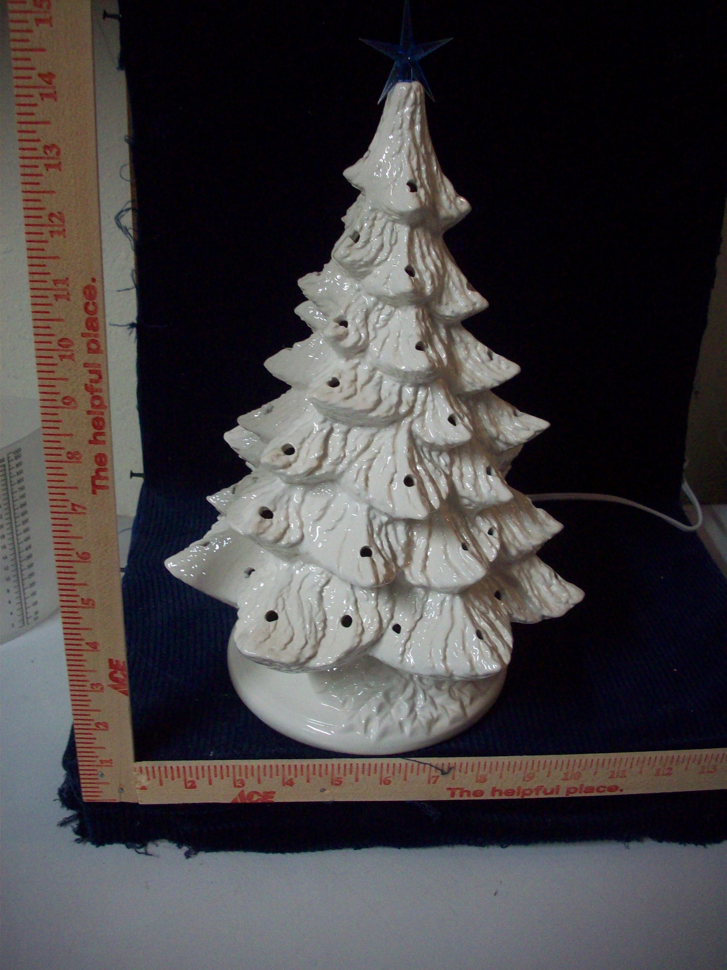 White Glazed Nowell Christmas Tree With Holly Base