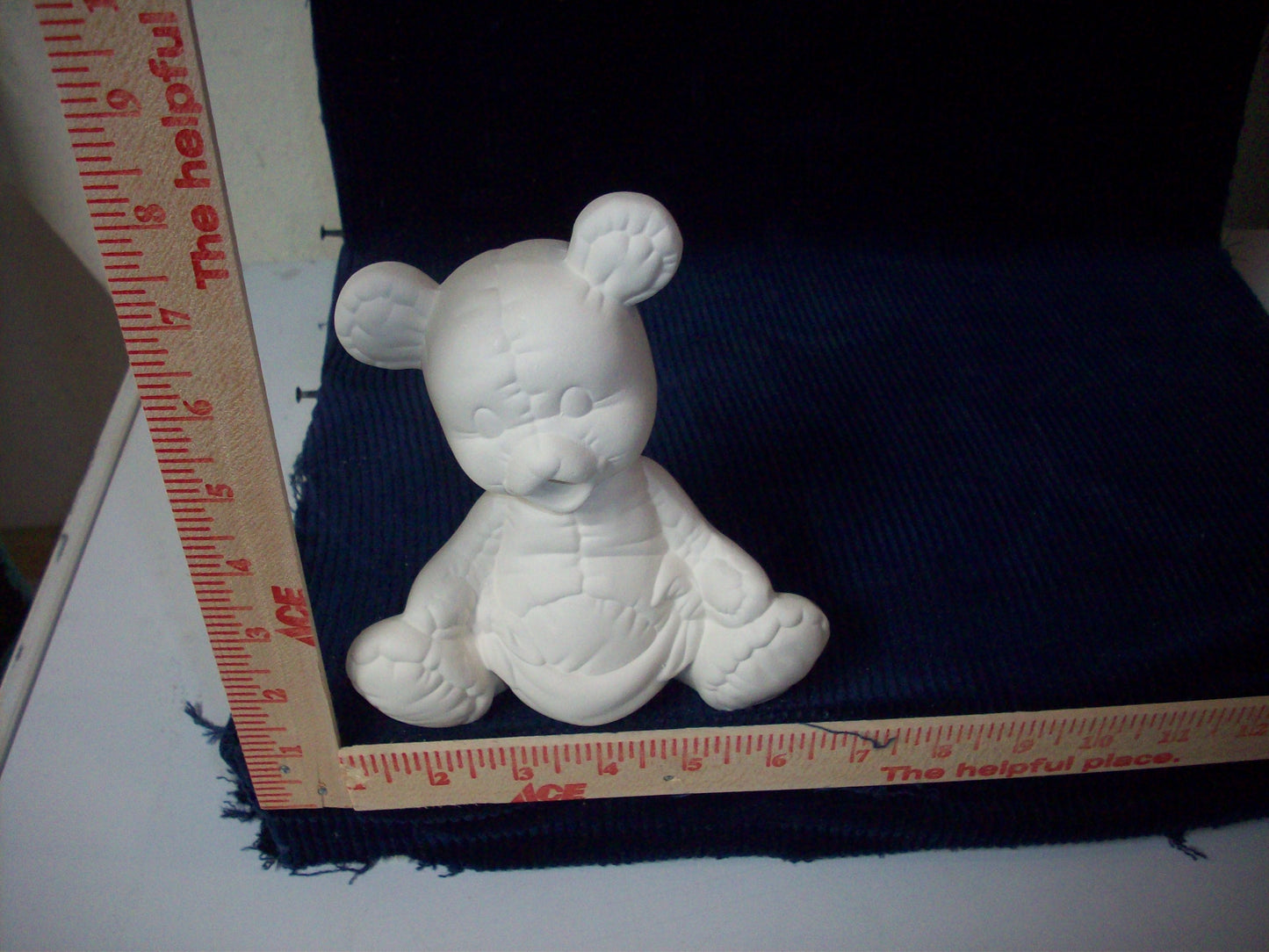 Ceramic Ready To Paint Quilted Teddy Bear in Diaper