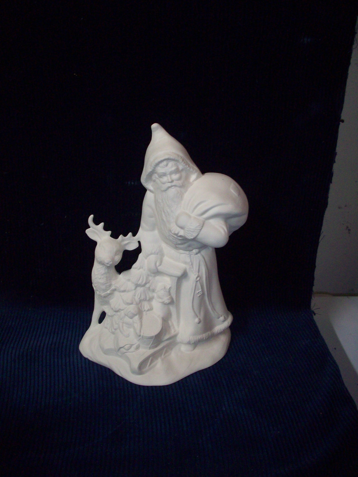 Ceramic Ready To Paint Old World Santa With Deer, Sleigh and Toys