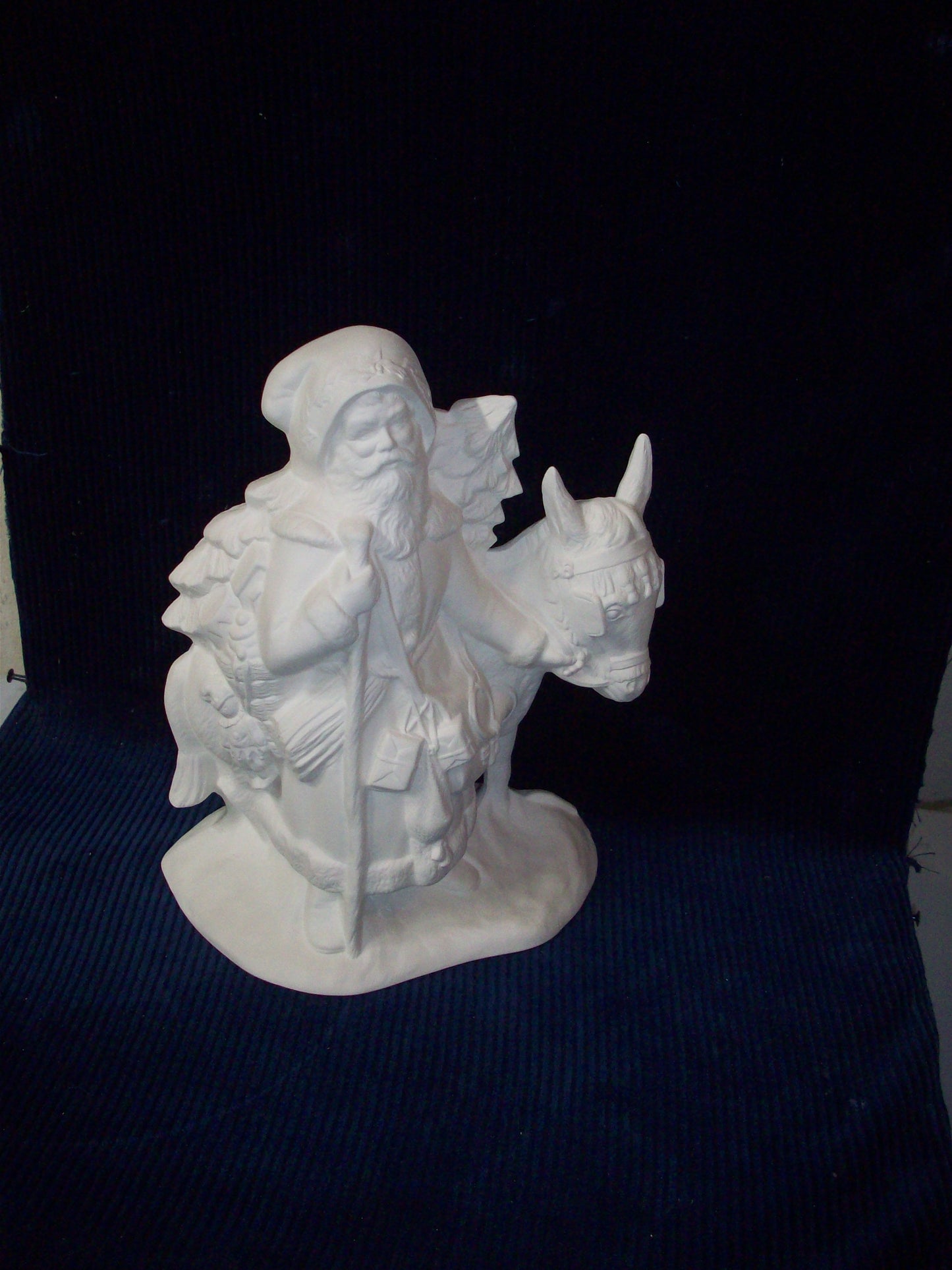 Ceramic Ready To Paint Old World Santa Holding a Stick with Donkey