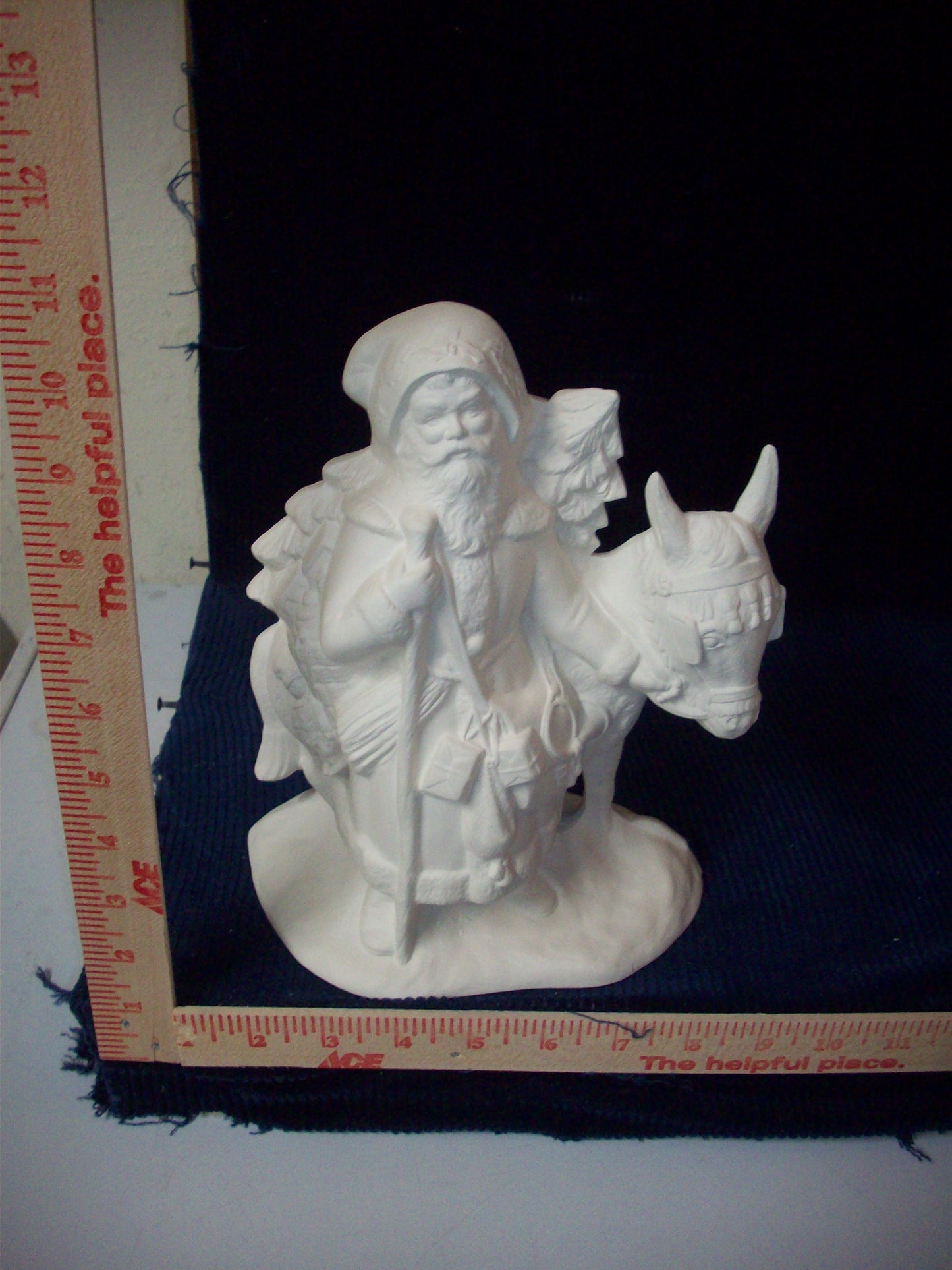 Ceramic Ready To Paint Old World Santa Holding a Stick with Donkey