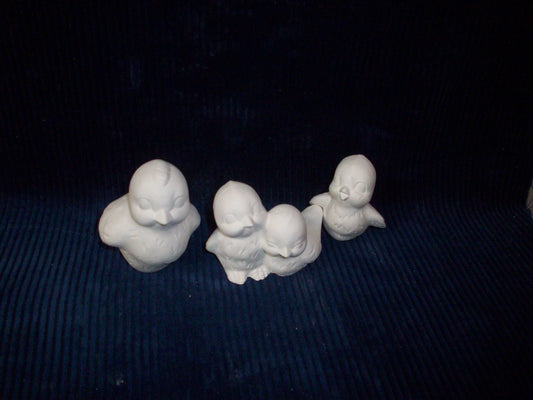 Ceramic Ready To Paint Baby Chicks set of 3