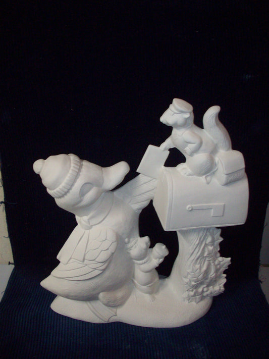 Ceramic Ready To Paint Duck, Squirrel's Mail Box