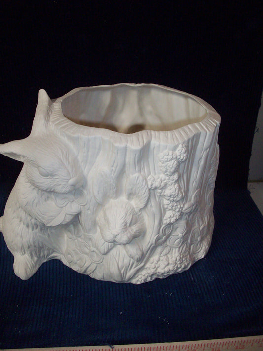 Ceramic Ready To Paint Bunny Stump Plant Holder