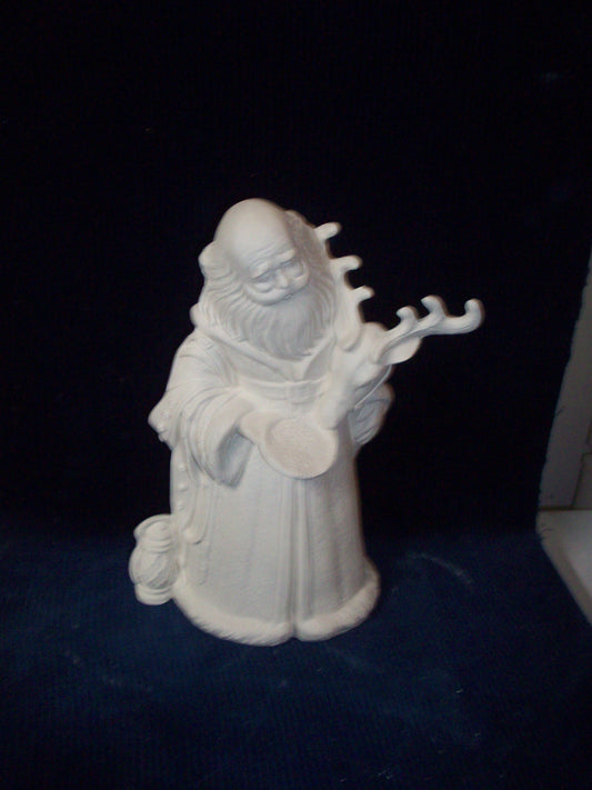 Ceramic Ready To Paint Santa Feeding a Reindeer