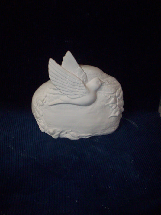 Ceramic Ready To Paint Dove on Rock with Vines