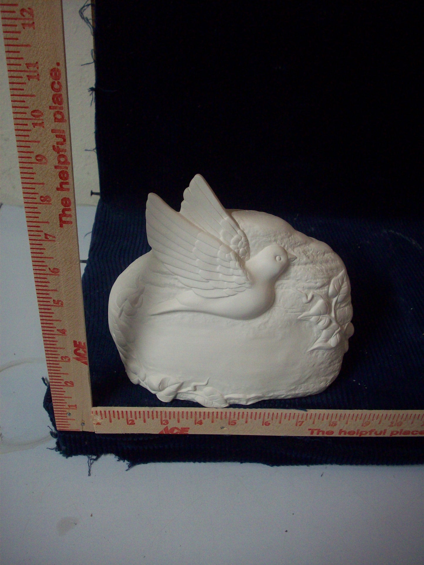 Ceramic Ready To Paint Dove on Rock with Vines