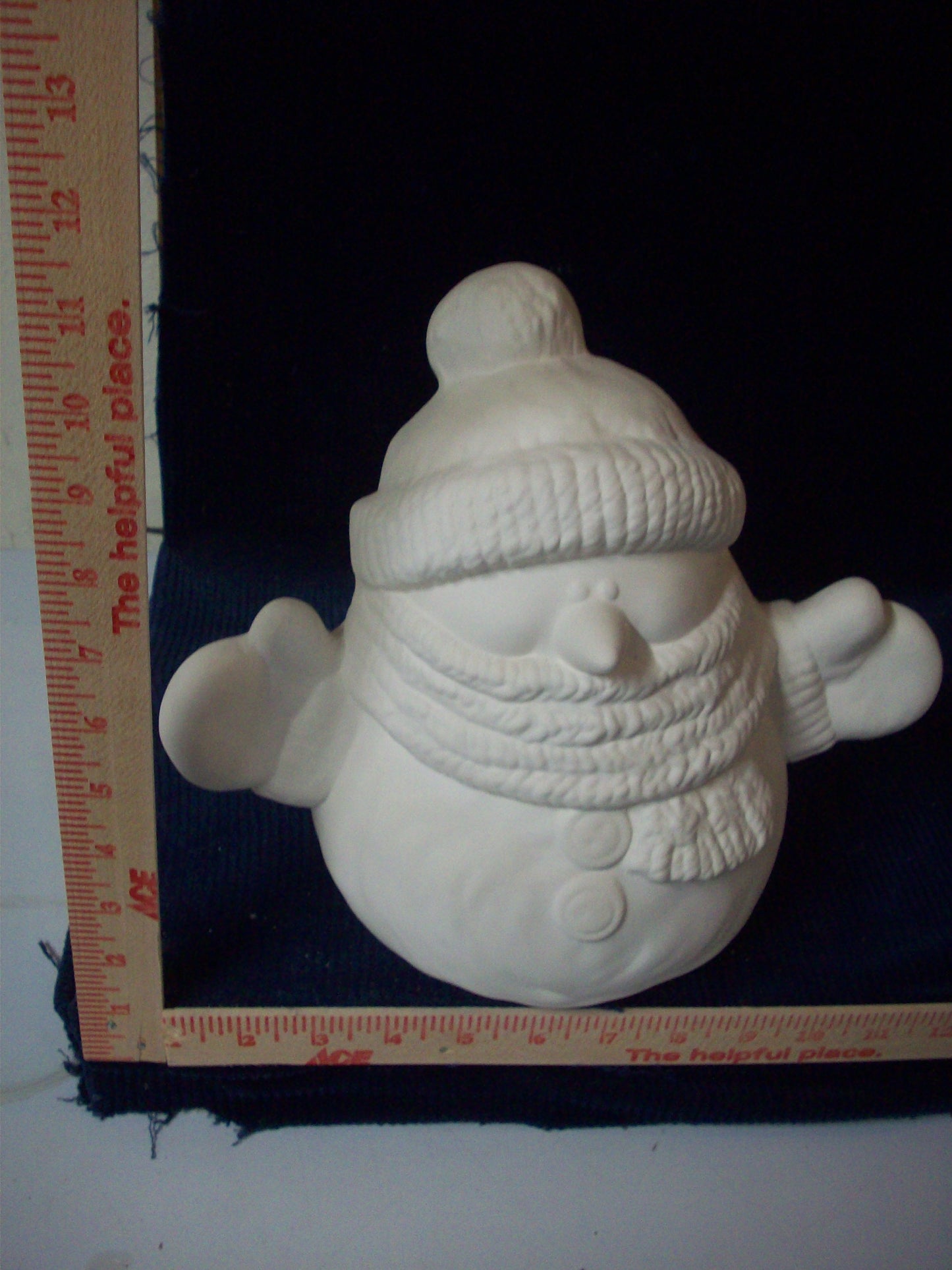 Ceramic Ready To Paint Snowmen with Hat, Scarf and Buttons