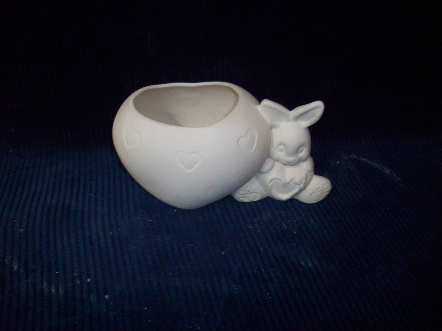 Ceramic Ready To Paint Heart Candle Holder with Bunny