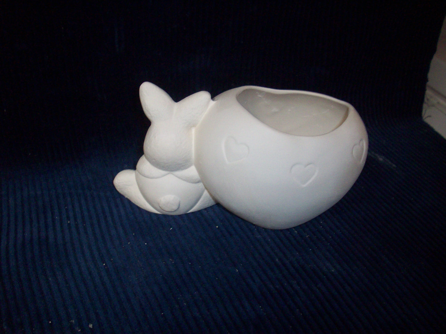 Ceramic Ready To Paint Heart Candle Holder with Bunny