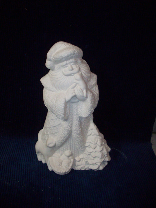 Ceramic Ready to Paint Santa With Kitty Cat