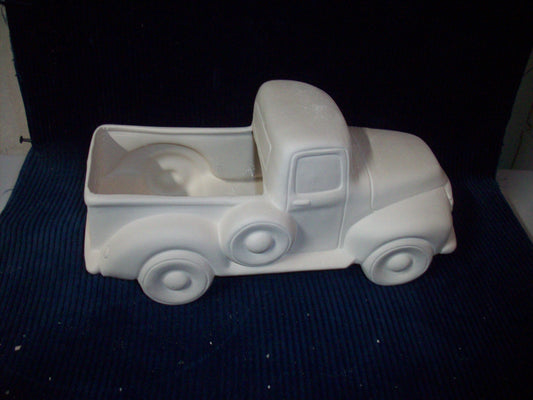 Ceramic Ready to Paint Truck Open Bed with Spare Tire on Side