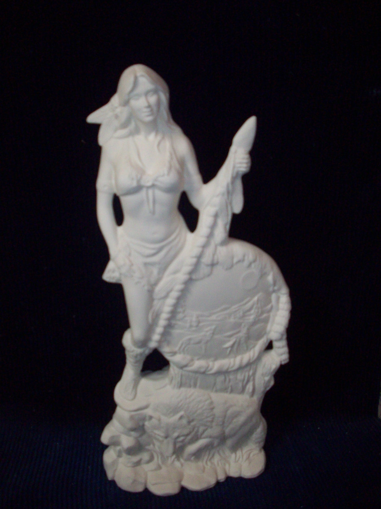 Ceramic Ready To Paint Native American Woman with Wolf