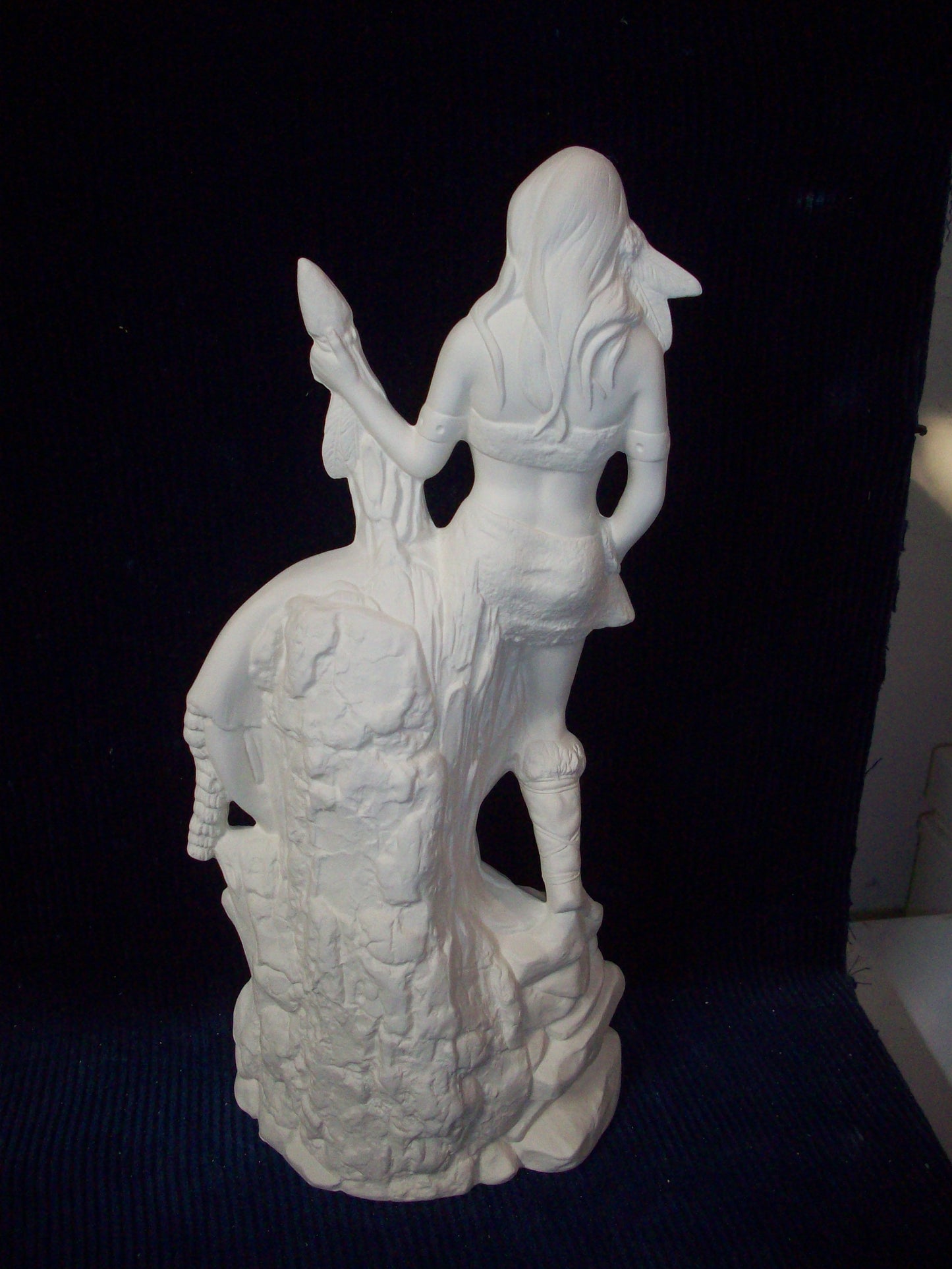 Ceramic Ready To Paint Native American Woman with Wolf