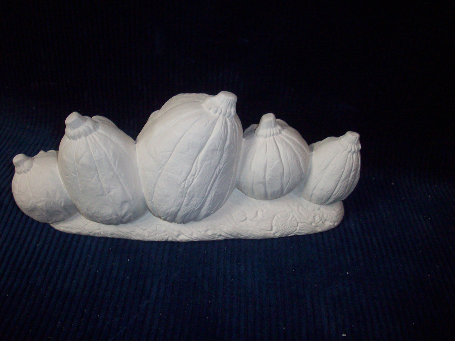 Ceramic Ready To Paint Halloween Role of 6 Pumpkins on a Logw/different Face Features