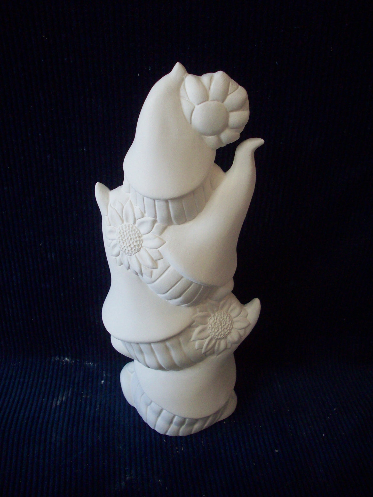 Ceramic Ready To Paint Sunflowers and Gnome Stack