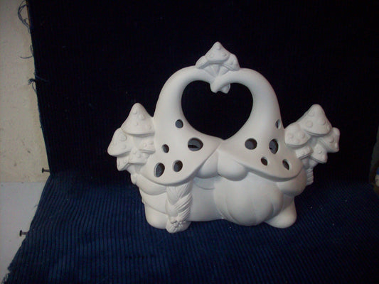 Ceramic Ready To Paint Kissing Mushroom Gnomes