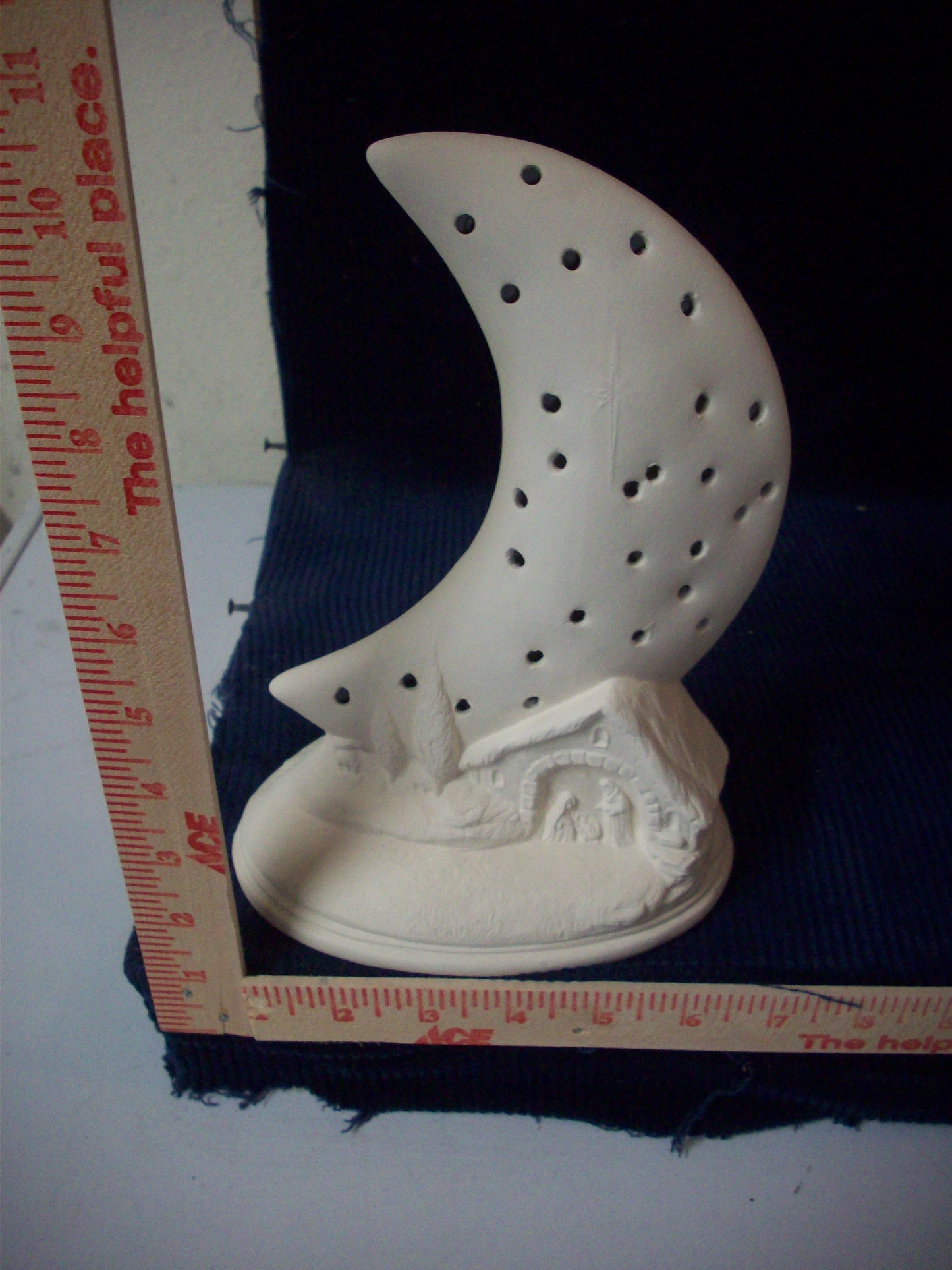 Ceramic Ready To Paint Nativity Moon Night Light