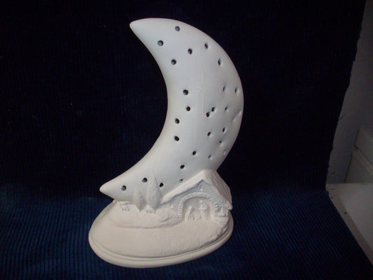 Ceramic Ready To Paint Nativity Moon Night Light