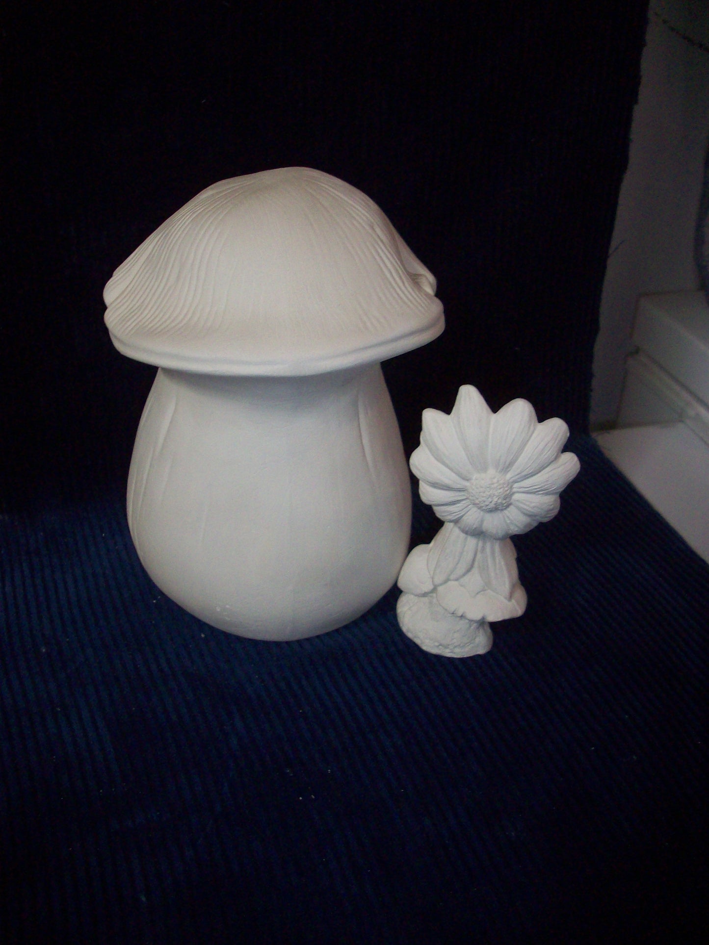 Ceramic Ready To Paint Mushroom and Sunflower Fairy with Mushroom