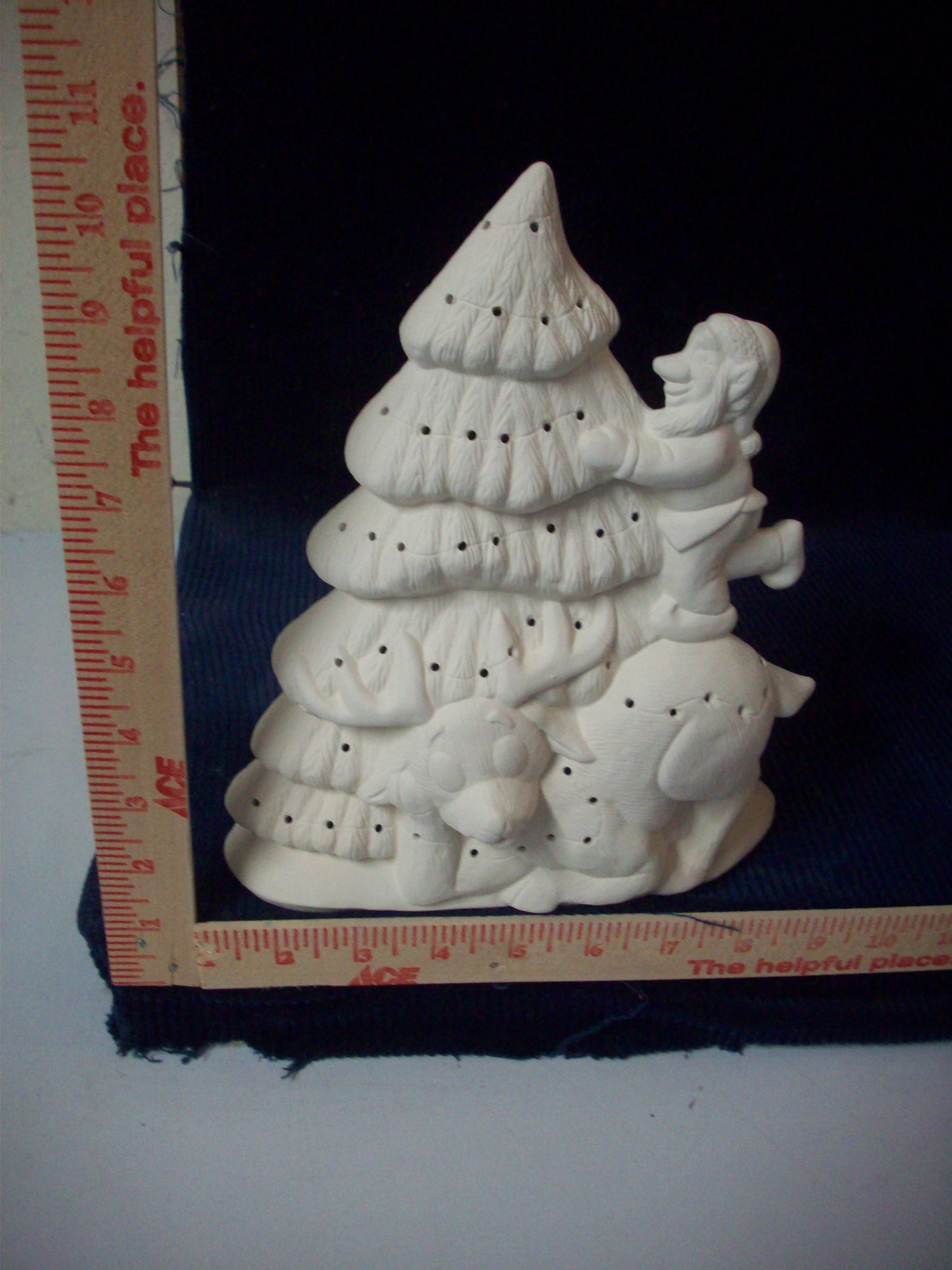 Ceramic Ready To Paint Christmas Tree with Elf and Reindeer