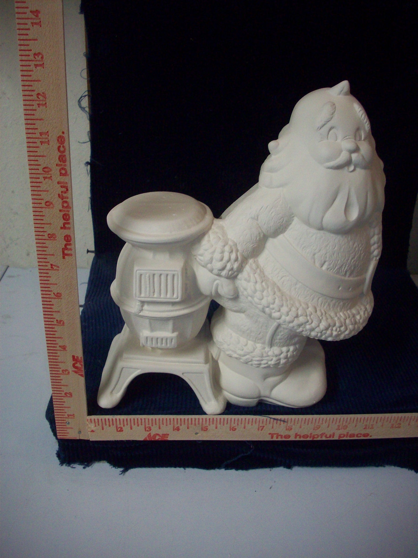 Ceramic Ready To Paint Santa Claus Warming at Stove