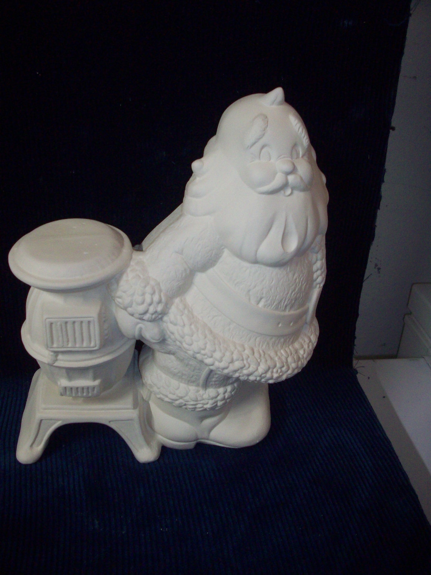 Ceramic Ready To Paint Santa Claus Warming at Stove