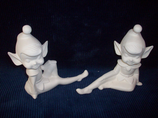 Ceramic Ready To Paint Two Large Christmas Elves