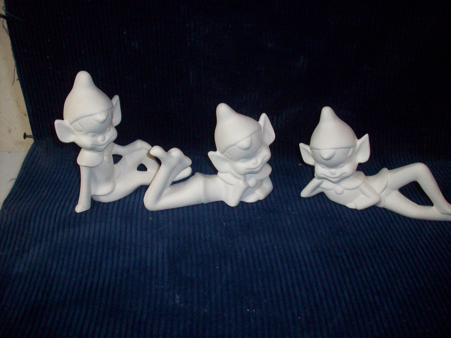 Ceramic Ready To Paint Set of 3 Small Christmas Elves