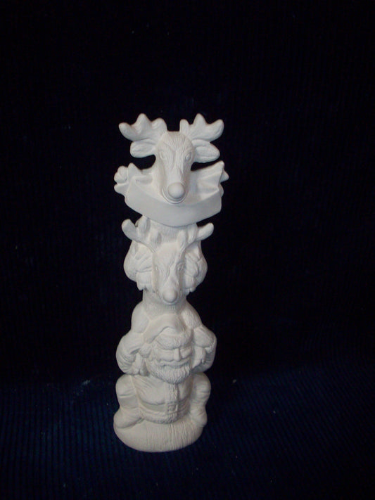 Ceramic Ready To Paint Stackable Santa with Reindeer's