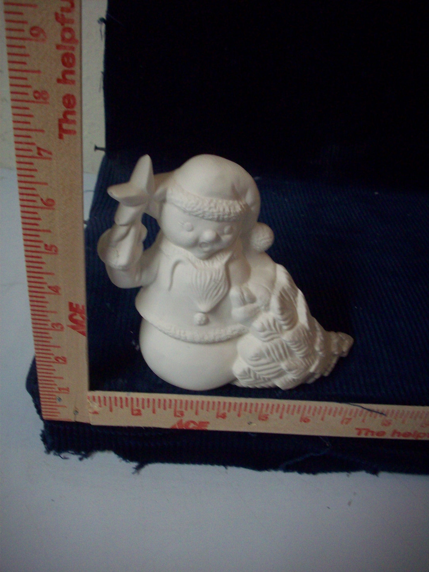 Ceramic Ready To Paint Snowmen Holding a Star Pulling a Christmas Tree