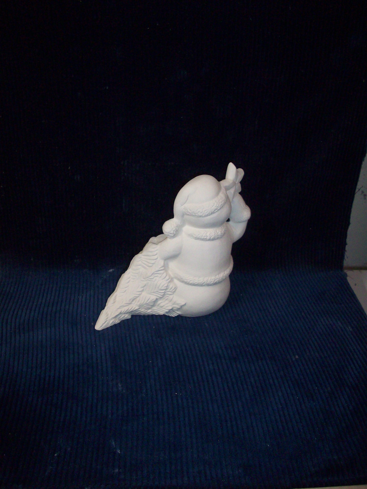 Ceramic Ready To Paint Snowmen Holding a Star Pulling a Christmas Tree