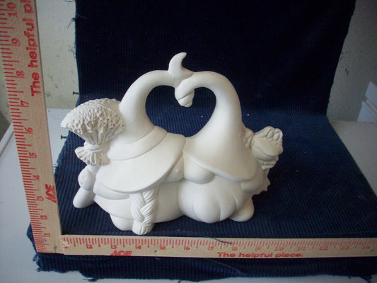 Ceramic Ready To Paint Halloween Kissing Gnomes